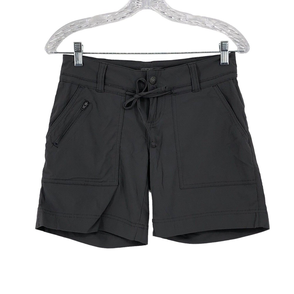 Prana Nora Shorts Cargo Green Drawstring Stretch Pockets 6.5" Insm Womens Size 2